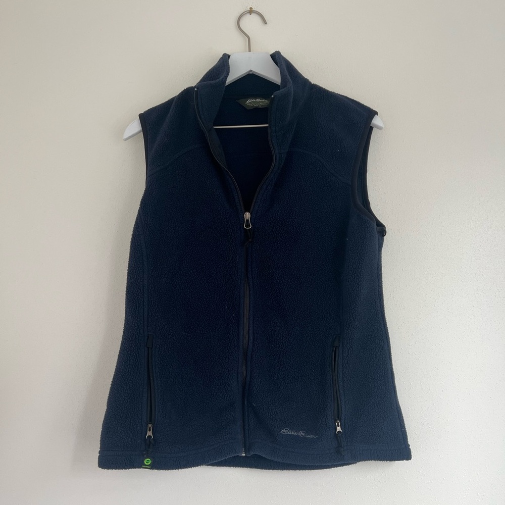 Eddie Bauer Navy Blue Fleece Vest Womens Medium